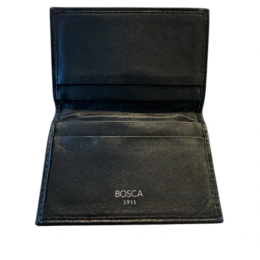 Bosca Black Leather Calling Card Case